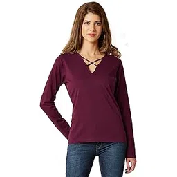 miss chase Women's Magenta Criss Cross Basic Top-picture-16