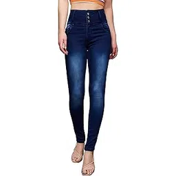 miss chase Women's Navy Blue Skinny Fit High Rise Shaded Regular Length Stretchable Denim Jeans-picture-27