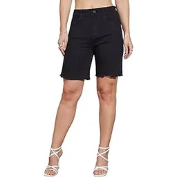 miss chase Women's Regular High Rise Above Knee Stretchable Denim Shorts-picture-44