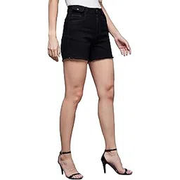 miss chase Women's Relaxed Fit High Rise Denim Short-picture-13