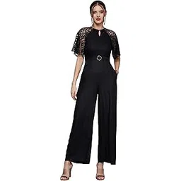 miss chase Women's Round Neck Flared Sleeve Floral Regular Jumpsuit with Pockets-picture-28