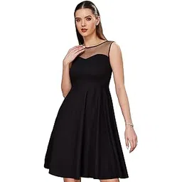 miss chase Women's Round Neck Sleeveless Back Cut Out Bow Mini Skater Dress-picture-37