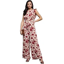 miss chase Women's Round neck Sleeveless Floral Wide Leg Regular Jumpsuit-picture-18