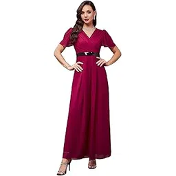 miss chase Women's Solid Relaxed Fit Short Sleeve V-Neck Straight Jumpsuit with Pockets-picture-12