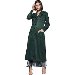 miss chase Women's Solid V Neck Full Sleeve Longline Button down Jacket-picture-20