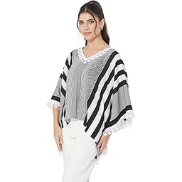 miss chase Womens V-Neck Kaftan Sleeve Striped Regular-Length Crepe Kaftan Top-picture-21