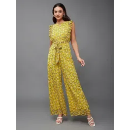 Miss Chase Yellow & Blue Georgette Floral Print Jumpsuit-picture-37