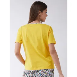 Miss Chase Yellow Cotton Printed T-shirt image 2