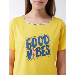 Miss Chase Yellow Cotton Printed T-shirt image 5