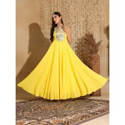Miss Chase Yellow Embellished Dress image 5