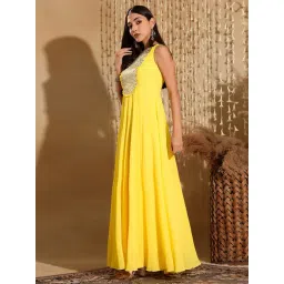 Miss Chase Yellow Embellished Dress image 4