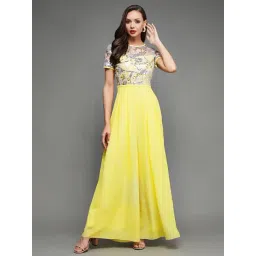 Miss Chase Yellow Georgette Embellished Jumpsuit-picture-20