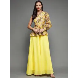 Miss Chase Yellow Georgette Printed Long Sleeves Jumpsuit-picture-40