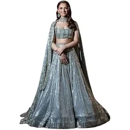 Miss Ethnic Hub'S Light Grey Color Georgette Semi-Stitched Lehenga Choli With Dupatta Set For Women || Women'S Semi-Stitched Lehenga Cholis-picture-23