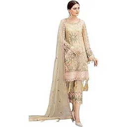 miss ethnik Women's Cream Faux Georgette Semi Stitched Top With Unstitched Santoon Bottom and Faux Georgette Dupatta Embroidered Straight Kurta Dress Material (Pakistani Salwar Suit Set)-picture-16