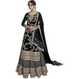 miss ethnik Women's Faux Georgette Semi-Stitched Top With Stitched Bottom and Dupatta Embroidered Straight Kurta Dress Material (Pakistani Salwar Suit)-picture-19