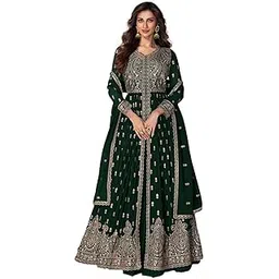 miss ethnik Women's Faux Georgette Stitched Embroidered Anarkali Kurti Bottom and Dupatta Full Sleeve-picture-26