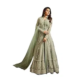 miss ethnik Women's Light Green Banglory Silk Semi Stitched Top With Unstitched Santoon Bottom and Net Dupatta Solid Flared Top Dress Material (Pakistani Salwar Suit) (ME-R-945-Light Green)-picture-27