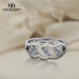 miss highness 925 Silver Leaf & Infinity Design Zircon Diamond Adjustable Ring For Women Sterling Silver Cubic Zirconia Silver Plated Ring-picture-22