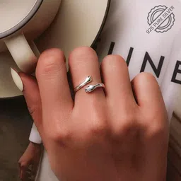 Pure 925 Silver Hug Ring (Free Size) for Women and Girls | Best for the Gift | Sterling Silver Rhodium Plated Ring-image-18