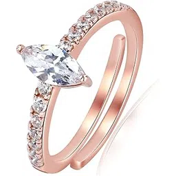 92.5 Sterling Silver Halo Minimal Marquise Cut Ring, Adjustable Solitaire Ring, Elegant Whites collection, Gift for Women, BIS Hallmarked-image-13