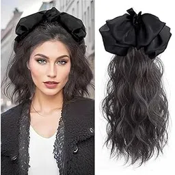 Miss Lirenn® Light Weight Fluffy Ponytail with Large Butterfly Bow Clip - Natural Voluminous Curly Very Soft Hair Ponytail Hair Extension, 16 to 18 Inches Long, Black Color-picture-15