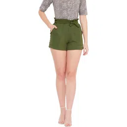 miss local Solid Women Green Basic Shorts-picture-11