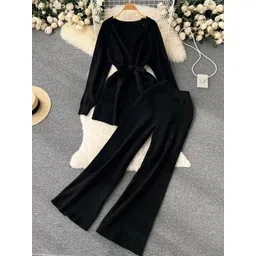 miss mosa by akanksha Alamode By Akanksha Black Liboa Woolen Co-Ord Set-picture-28