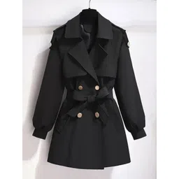 miss mosa by akanksha Alamode By Akanksha Women Black Janice Luxe ShortTrenchcoat-picture-37