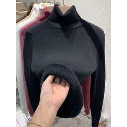 miss mosa by akanksha Alamode By Akanksha Women Woollen Black Esther Statement Pullover Fleece Lined-picture-10