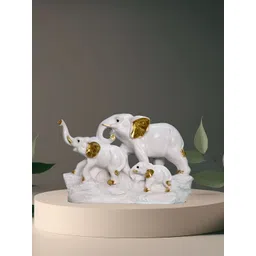 MISS PEACH White & Gold-Toned Elephant Figurine Showpiece-picture-29