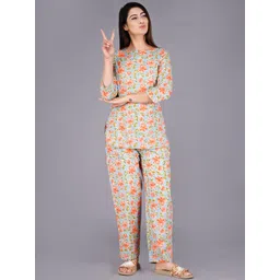 MISS REKHA Printed Top With Trousers Co-Ords-picture-35