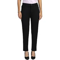 miss wears Women's Regular Fit Cotton Lycra Blend Solid Formal Pants-picture-15
