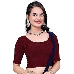 miss wears Women's Regular Fit Readymade Stretchy Jacquard Paisley Saree Blouse-picture-11