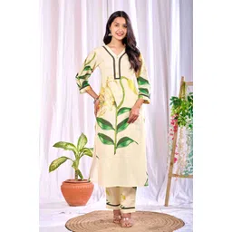 MissKurti Digital Printed Pure Cotton wWth Lace Detail Top With Trousers Co-Ords-picture-29