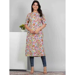 MissKurti Floral Printed Round Neck Straight A-Line Kurta-picture-25