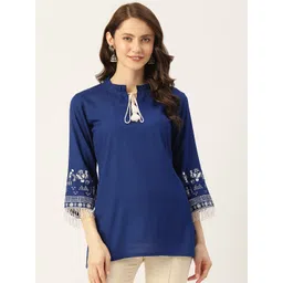 MissKurti Women Blue & White Solid Tunic-picture-24