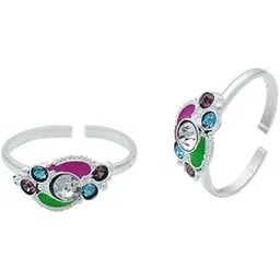 missmister: lifestyle for a grand life Missmister Creations: Silver plated CZ studded Red and Green Meena Toe ring (MM6057TRRM)-picture-28