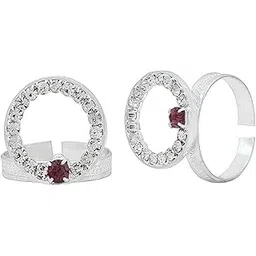 missmister: lifestyle for a grand life Missmister Creations: Silver plated Round Disc shape design White and Purple CZ Adjustable Toe ring (MM2223TRRM)-picture-23