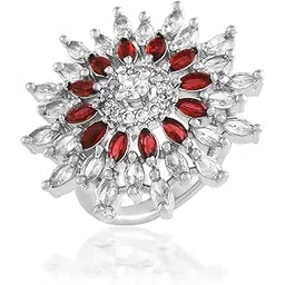missmister: lifestyle for a grand life Missmister Silverplated Ruby and Lab Diamond Stylish Lux jewellery designer Fashion Finger ring Jewellery for Women-picture-35