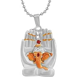 missmister: lifestyle for a grand life Missmister Silver plated Ganesh in prayer stylish Ganpati Ganesh pendant Men Women (MM7602PCKL-N) image 1