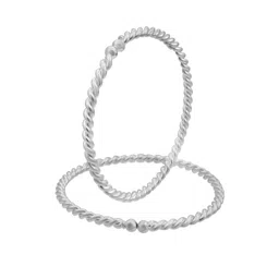 Missmister Unisex Pack of 2 Brass Silver-Plated Kada Bracelet-picture-28