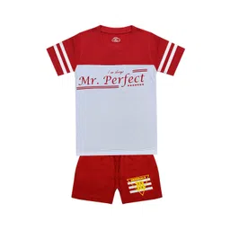 MIST N FOGG Kids-Boys Red & Grey Printed Cotton T-shirt with Shorts-picture-33