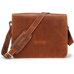 mistercraft Genuine Leather Tan Messenger Bag for Men | 12L Office, Travel & College Laptop Briefcase | Waterproof iPad Compatible Sling Bag with Padded Sleeve & 12-Month Warranty-picture-11