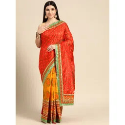 Mitera Bandhani Gotta Patti Half & Half Saree-picture-37
