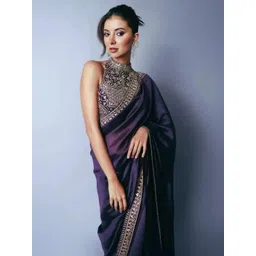 Mitera Embroidered Sequinned Pure Chiffon Saree-picture-19
