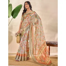 Mitera Ethnic Motifs Printed Zari Banarasi Saree-picture-22