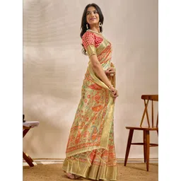 Mitera Ethnic Motifs Printed Zari Banarasi Saree-picture-21