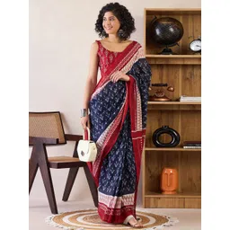 Mitera Ethnic Motifs Ready to Wear Ikat Saree-picture-24
