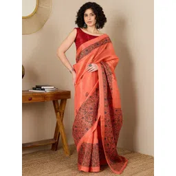 Mitera Ethnic Motifs Silk Blend Ready to Wear Tussar Saree-picture-37